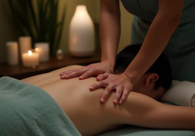 Person der modtager afslappende rygmassage